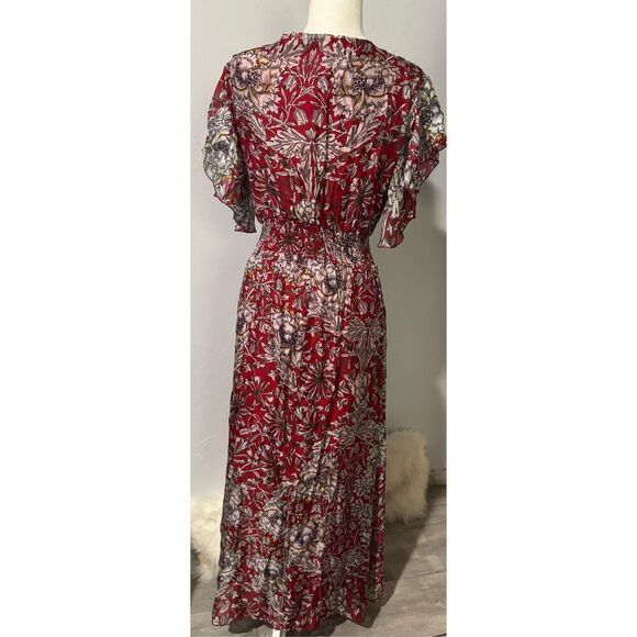 Le Ragazze made in Italy red floral print maxi dress L - Picture 8 of 9